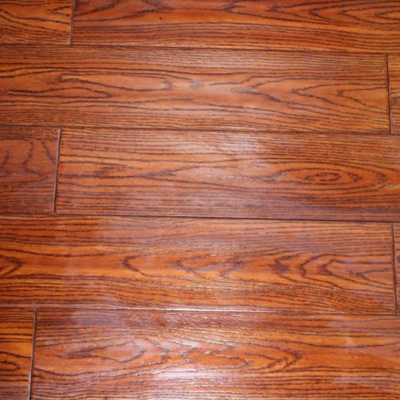 Pisos de madera maciza de alto brillo en marrón roble y amarillo