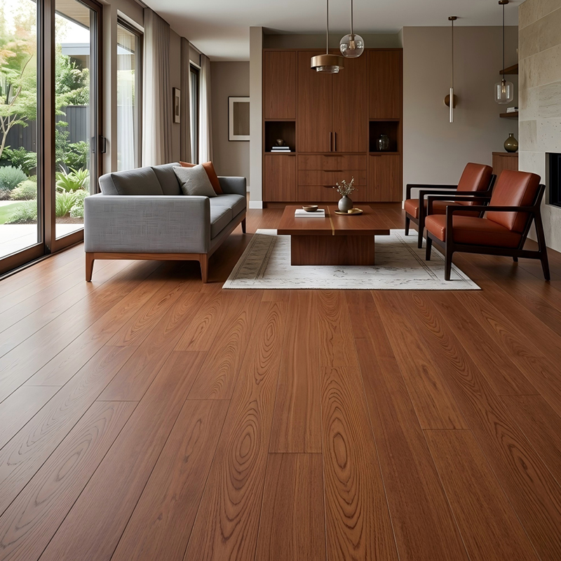 Pisos de madera maciza mate marrón oscuro Kasai en tono nogal