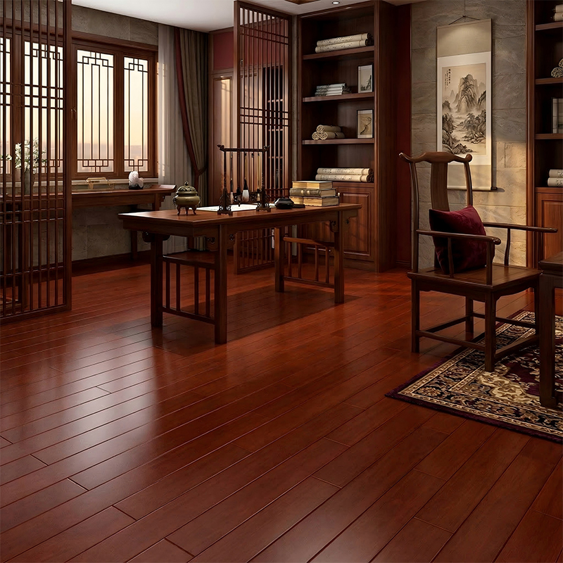 Pisos de madera maciza mate marrón rojizo de Padauk