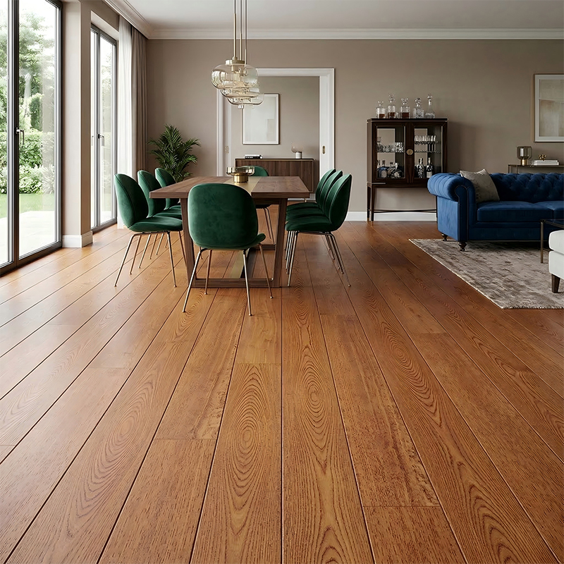 Pisos de madera maciza desgastada de color marrón vintage de madera de fresno blanco