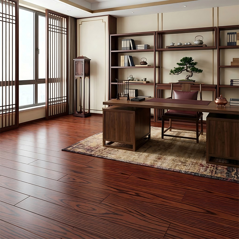 Pisos vintage de madera maciza desgastada de color marrón roble y amarillo