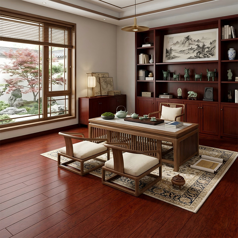 Pisos de madera maciza de alto brillo Kasai Deep Red Brown