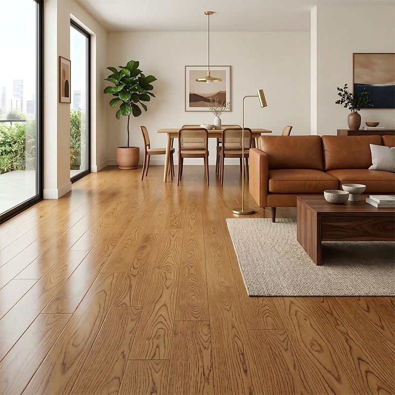 Pisos de madera maciza mate natural marrón claro de roble