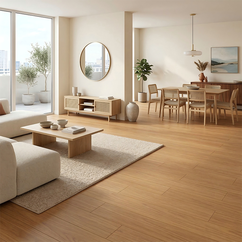 Pisos de madera maciza mate amarillo claro de roble