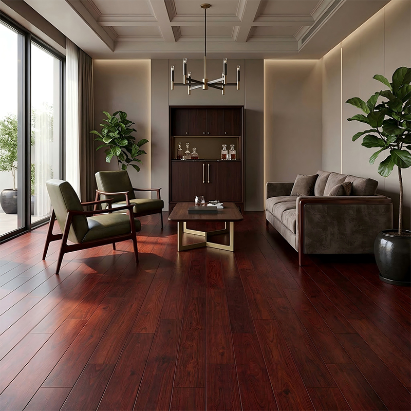 Langosta ahumada estilo acacia, raspada a mano, pisos de madera con encanto rústico