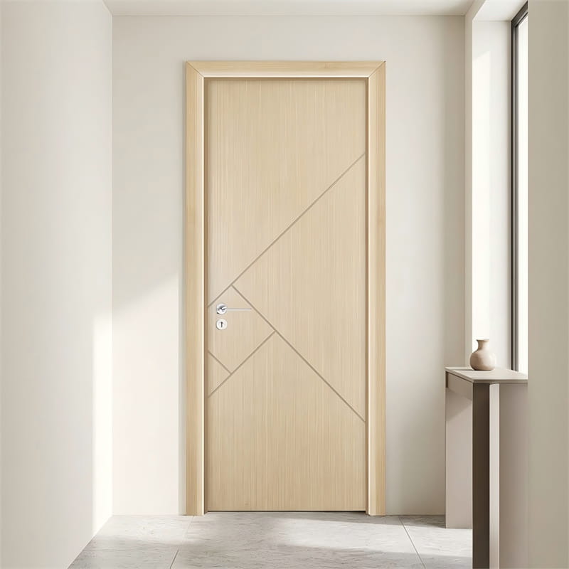 Puerta de chapa de ingeniería de fibra recta de roble claro
