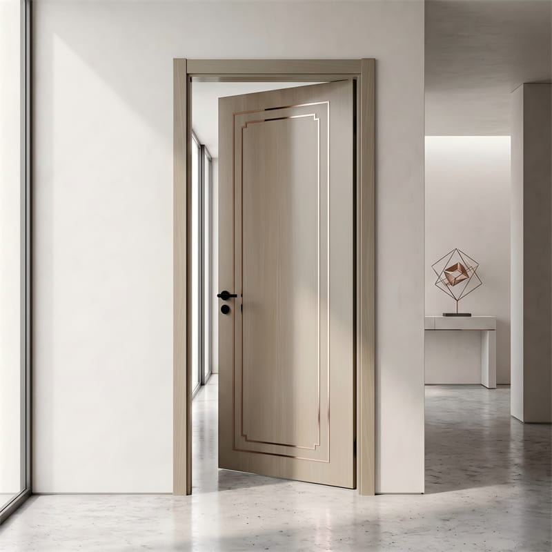 Puerta de chapa de ingeniería de grano fino gris champán