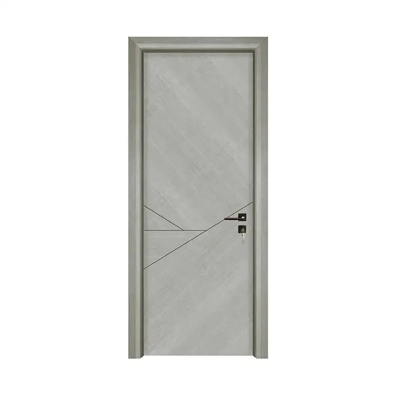 Puerta de chapa de ingeniería de grano diagonal gris plateado