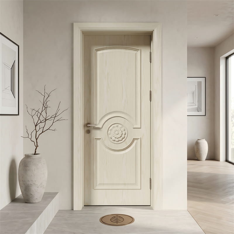 Puerta antigua de chapa de fresno marfil