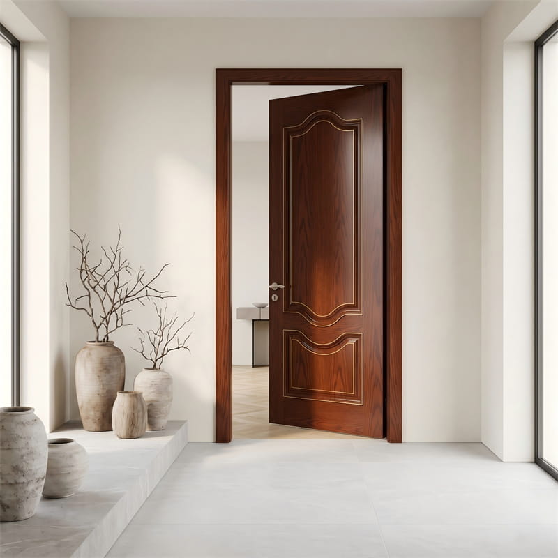 Puerta cálida con chapa de roble cerezo