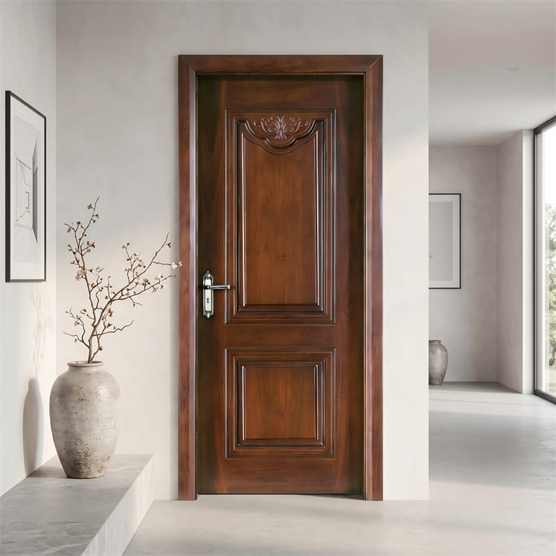 Puerta real de chapa de nogal