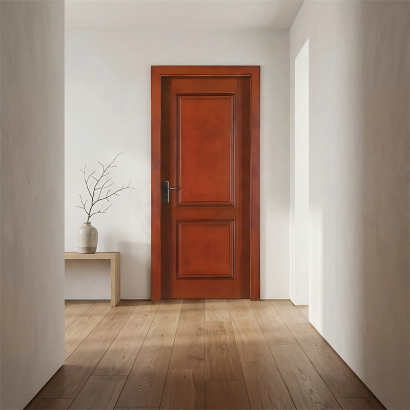 Puerta cálida con chapa de cerezo