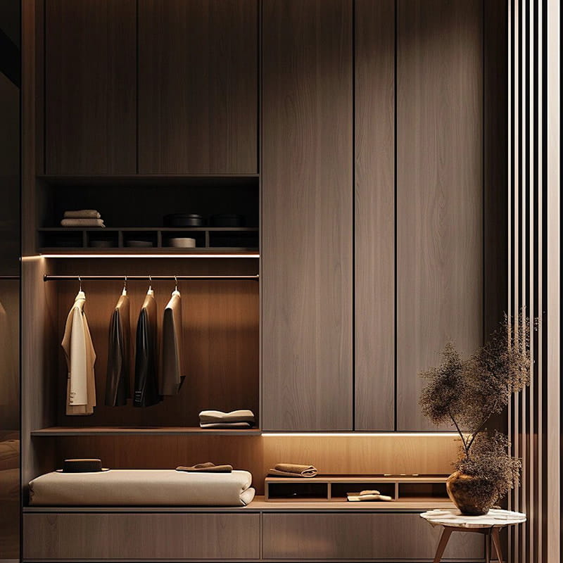 Vestidor panorámico acanalado negro de lujo Miami